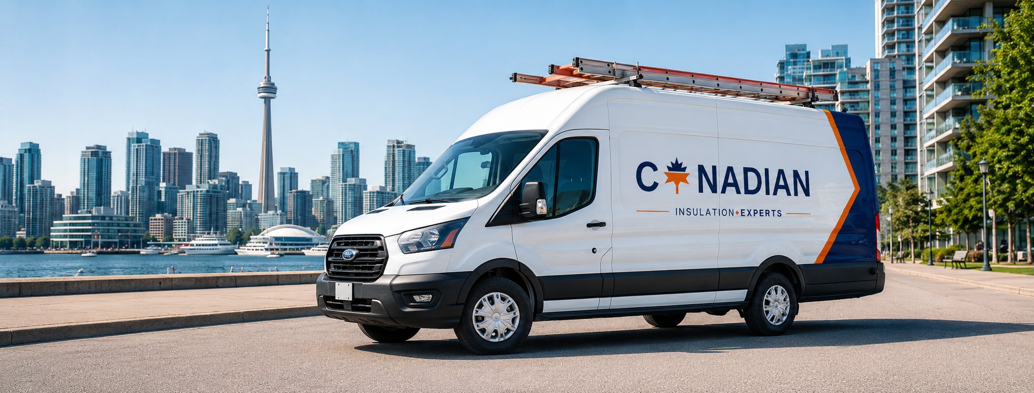 Canadian Insulation Experts service van on the Toronto waterfront